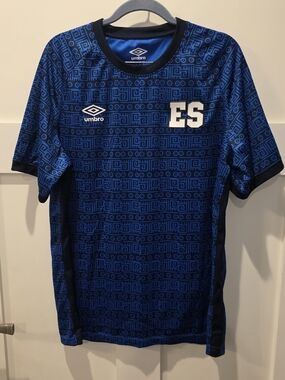 Umbro Men's Pre Match El Salvador Jersey Blue Size L Soccer Futbol National Team